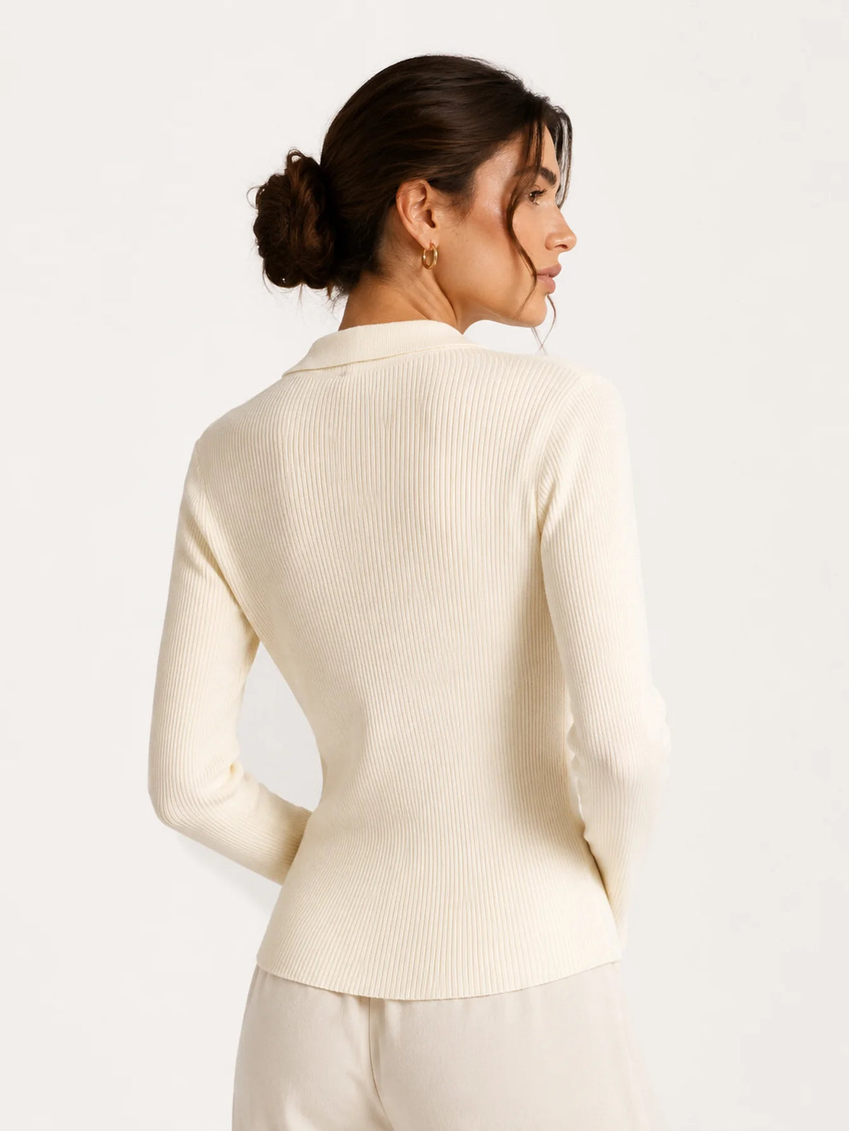 Jersey canalé beige, vista trasera
