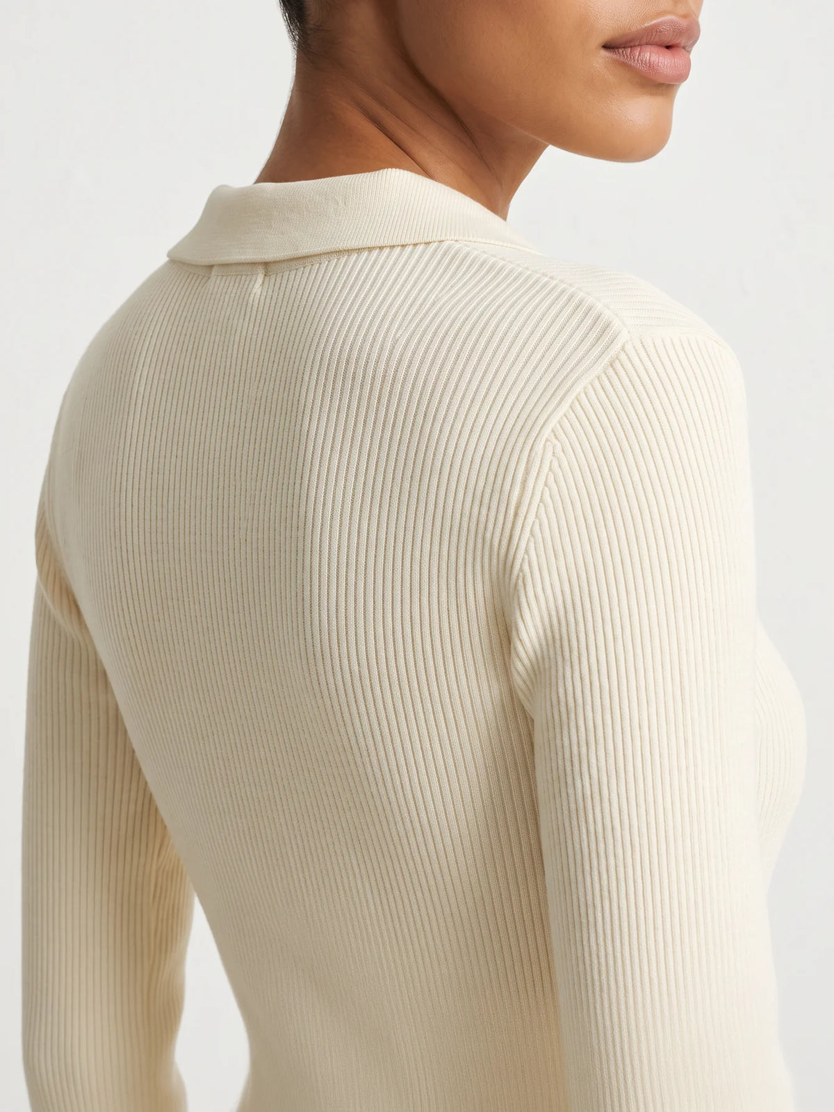 Jersey canalé beige, vista trasera