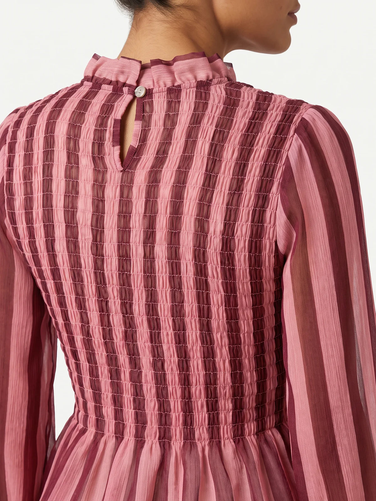 Blusa rayas manga larga, detalle de tejido semitransparente