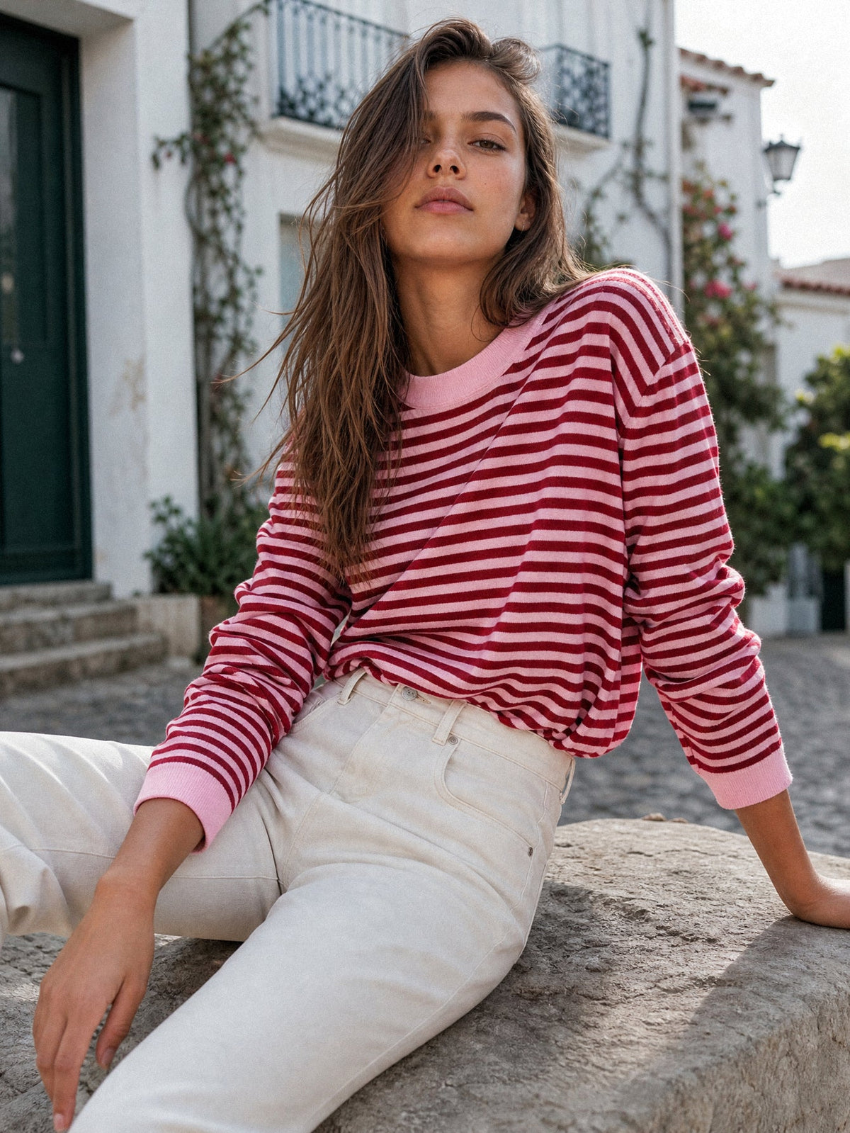 Jersey de punto a rayas mujer NAIADRI, vista completa exterior