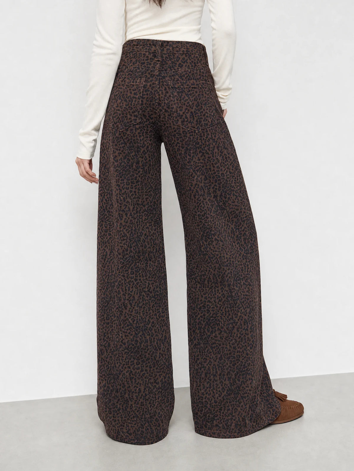 Jeans Wide Leg Estampado Animal Print