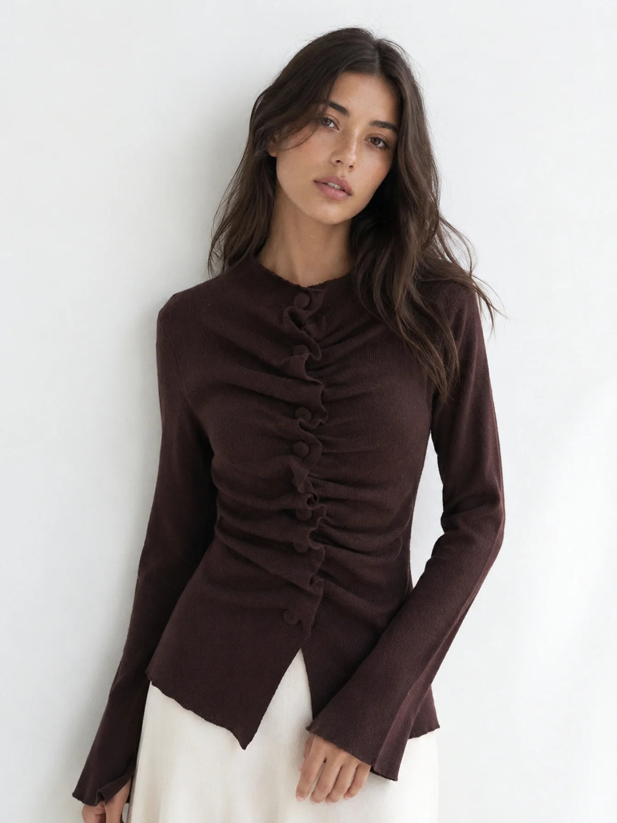 Jersey Mujer Fruncido con Botones