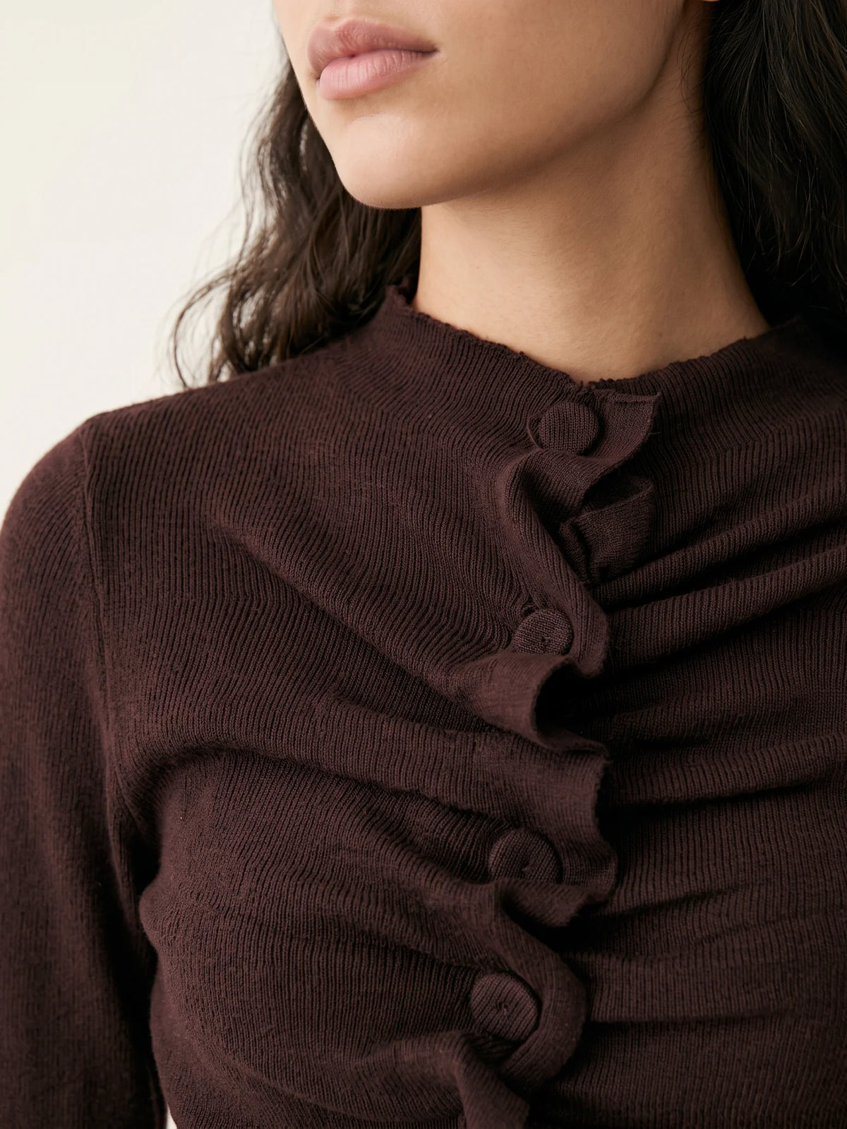 Jersey Mujer Fruncido con Botones